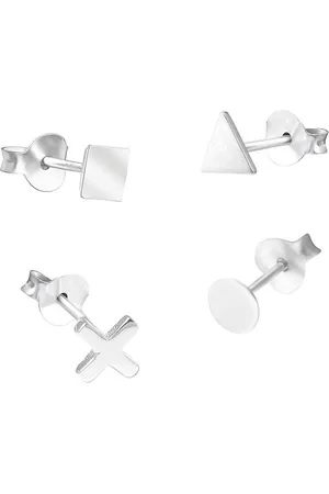 CO88 Sense 8CE 70033 Stalen Oorknoppen - Kruis, Driehoek, Rond en Vierkant 7 mm
