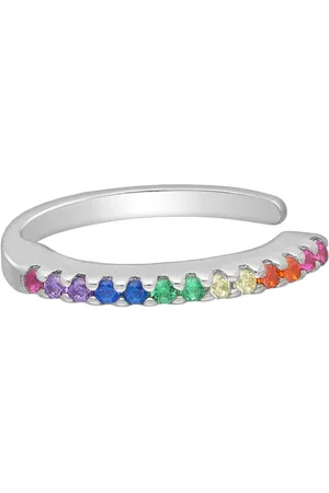 EAR IT UP Ear cuff - Gerhodineerd zilver - Zirkonia - Pavézetting - - LGBT - 14 x 1,5 mm - 1 stuk