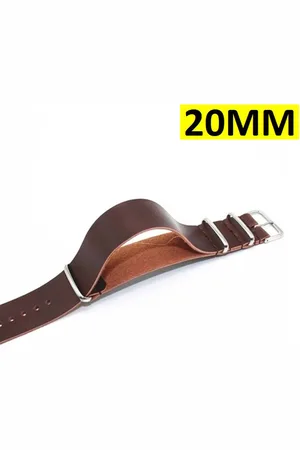 Merkloos Ultra Dunne Geunine Lederen Horloge Band - Zulu Strap - Nato Band - 20MM