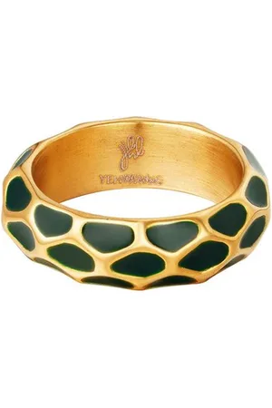 Yehwang Ring Giraffe pattern- Green- Groen- Stainless Steel - - 16-Moederdag cadeautje - cadeau voor haar - mama