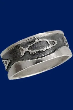 AuBor De zalm. Zilveren ring 19.5mm
