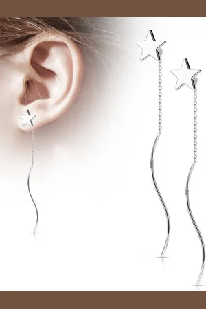 LMPiercings NL Doortrek oorbellen ster - zilver
