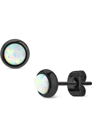 LMPiercings NL Oorbellen zwart met opal steen ©LMPiercings