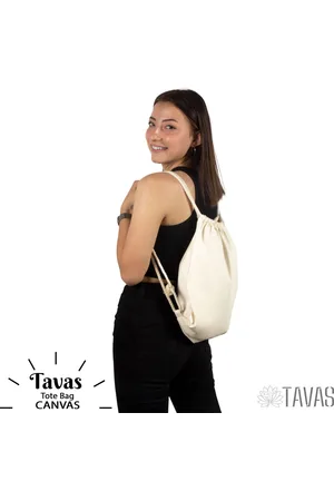 Merkloos Tavas Canvas gymtasje met koord 38x42 cm Bedrukbaar gymtasje Tote Bag Tas Shopper Schoudertas