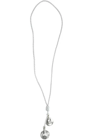 Behave Lange gevlochten ketting van imitatieleer met cirkelvormige hangers