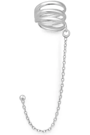 EAR IT UP Ear cuff met ketting en oorbel - 925 sterling zilver - 11 x 69 mm - 1 stuk