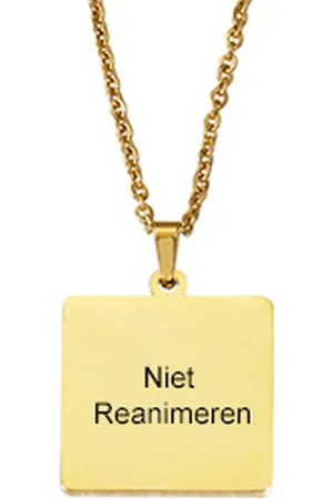 Amodi Gegraveerde Niet Reanimeren Ketting - Niet Reanimeren Penning - Do Not Resuscitate - Gegraveerd - Vierkant - Roestvrij Staal - RVS - Verstelbaar