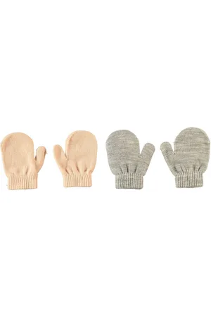 Merkloos 2 Pack - Gebreide Baby Wantjes - Grijs en Zalmroze - 0-2 jaar
