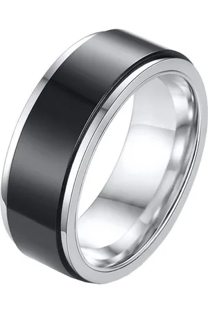 LGT JWLS RVS heren ring Spinner Zilver met Zwart-21mm