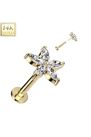 LMPiercings NL 14kt. piercing 5 marquise flower top 8mm