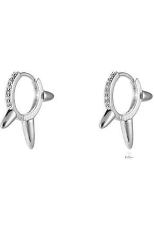 Dottilove Oorbellen rond met stekel – zilverkleurig - oorhangers - cadeau voor vrouw - Zirkonia steen