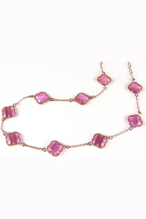 SOPHIE Model 10 Fiori collier in zilver roze verguld 10 roze klavers
