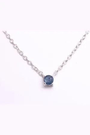 AsiAsia Fijne zilveren anker ketting met blauwe saffier