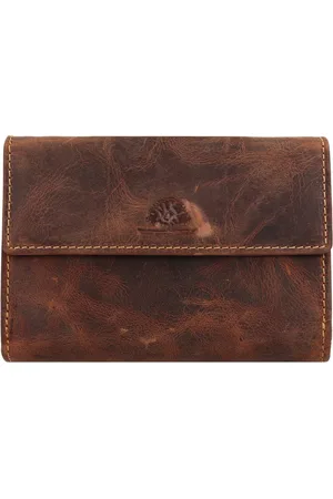 Greenburry Portemonnee - - rundleer - bruin -used look