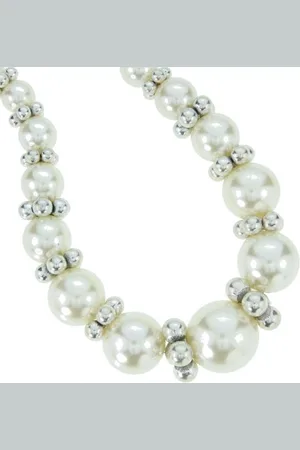 Behave Parel ketting - parelketting - met grote kralen - zilver kleur - - 45 cm