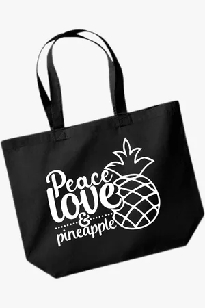 Merkloos Strandtas - Peace, love & pineapple