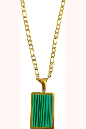 ASTRADAVI 18K Vergulde Sieraden - Hanger - Vintage Ontwerpen met Natuurlijke Edelstenen Bedels - Groene Malachiet - Cadeau Idee