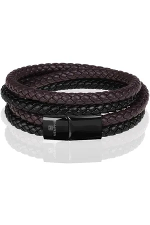Memphis Dubbele wrap armband Duo Leer Bruin Zwart-20cm