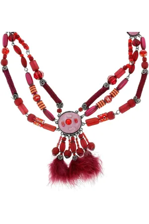 Behave Bordeaux ketting met veren