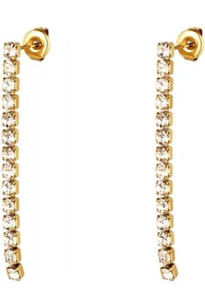 LMPiercings NL Oorbellen vrij hangende strass steentjes goud