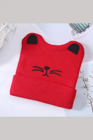 Merkloos Kattenoren beanie voor kinderen: De perfecte muts voor een kattige fashionista