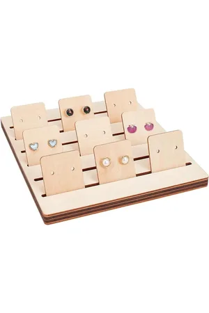 Merkloos Houten Oorbel Sieraden Stands - Met 18 stks Oorbel Display Kaarten - Oorbel Ketting Houder - Voor het Verkopen en Tonen - Sieraden Weergeven Visitekaartje