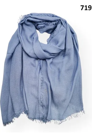 Merkloos Bamboe lange dames sjaal Fien effen jeans blauw vegan natuurlijk materiaal