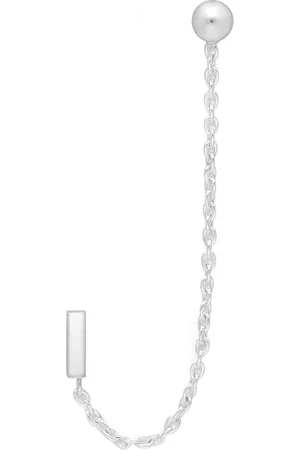 EAR IT UP Oorbellen - Bar - Dubbel - Ketting - Push back oorknopjes - 925 sterling - 51 x 3 mm - 1 stuk