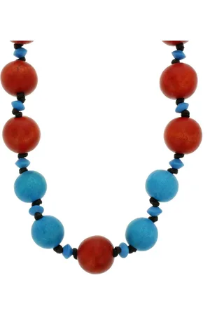Behave Kralen ketting blauw hout 90 cm