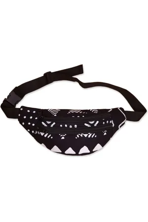 Merkloos Afrikaanse print heuptasje / Fanny pack - Zwart witte bogolan - Bum bag / Festival tasje met verstelbare band