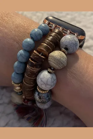 Merkloos Applewatch horlogebandje Bohemian ibiza stijl 42/44/45mm glaze kralen aan elastische band