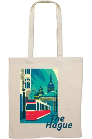 Merkloos Den Haag Totebag - Canvastas met Illustratie van The Hague | Duurzame en Stijlvolle Tas voor Dagelijks Gebruik