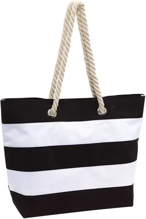 Merkloos Strandtas Alicante - gestreept /wit - 47 x 14 x 34 cm - Beach bag - shopper - klittenbandsluiting