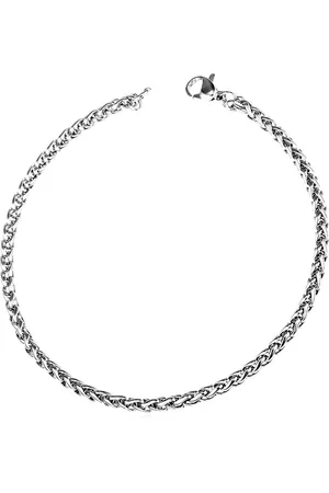 Fako Bijoux® Schakelarmband Vossenstaart - Rond Gevlochten - Staal - RVS - 3mm - 20cm