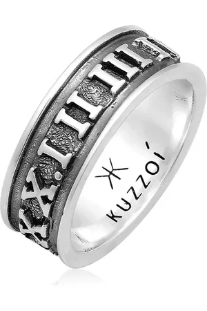 Kuzzoi Heren Ring Heren Band Ring Romeinse Cijfers Massief Trend Geoxideerd in 925 Sterling Zilver