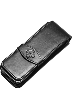 Merkloos Leren etui voor pennen - 1 tot 4 pennen - chique en elegant - duurzaam - zwart