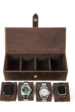 Timezone Leren horloge doos voor 4 Horloges