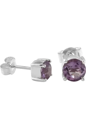 SilverGems Zilveren oorstekers met facet geslepen ronde Amethist edelstenen