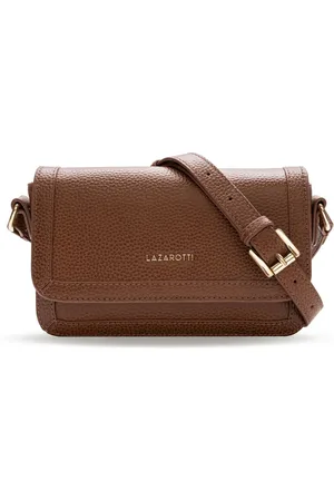 Lazarotti Leren Schoudertas Bologna Leather Flap Crossbody Bag Bruine