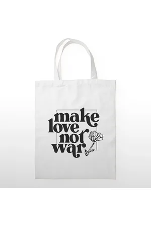 Merkloos Make Love Not War Tote Bag - Schoudertas - Canvas Tas - Katoenen Tas - Love Creatief Design