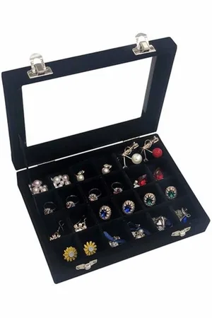 Merkloos Sieradendoos met 12 vakken - Sieradendoosje met deksel - Display - Organizer - Velours