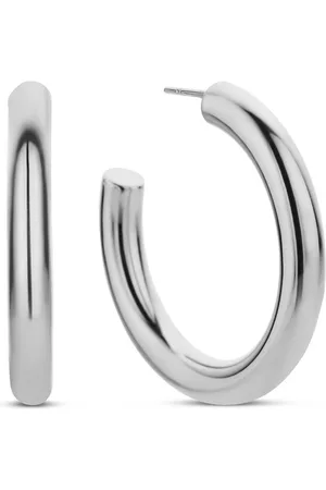 CO88 8CE-70438 - Stalen Halve Oorringen - Dames - Glad - 35 mm Doorsnee - 4,7 mm Buisdikte - Pouchette