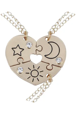 Kasey Vriendschapsketting - Vriendschap Cadeau - Vriendschapsketting Voor 3 - BFF Ketting Voor 3 - Hartje - Ster/Maan/Zon - Goudkleurig