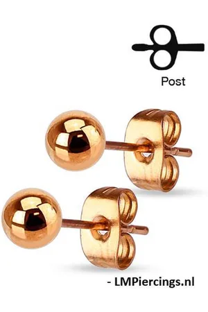 LMPiercings NL Oorbellen balletje 5 mm rose gold plated