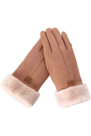 Merkloos Handschoenen - Dames - Fleece - Touchscreen - Bruin - One size
