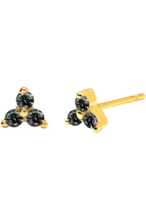 LMPiercings NL Oorbellen stud goud met zwarte steentjes