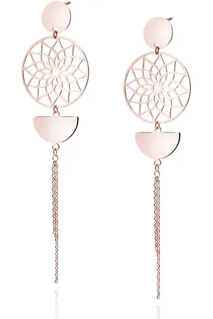 Zilver Dames Rosekleurig Oorbellen Mandala 925 - Dames Oorhangers - Mandala Oorbellen Rosekleurig 925 - Amona Jewelry