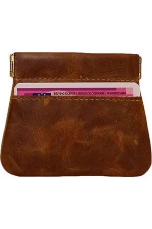 LEATHER DESIGN Knijpportemonnee Echt Leer met Creditcardvakje Hunter