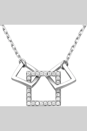EAR IT UP Ketting - Vierkant - Geschakeld - Gerhodineerd 925 sterling - Zirkonia - Pavézetting - 41,5 tot 43,5 cm - 1 stuk