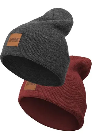 Urban classics Logopatch 2-pack Kinder beanie - Kids 110 - /Bordeaux rood
